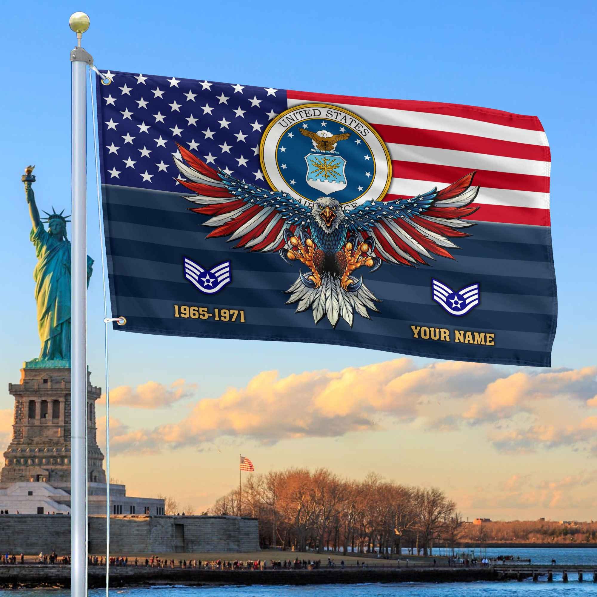 Premium Custom USAF Grommet Flag, Gifts For Air Force Veteran, Gifts For Dad, For Husband, Best Gifts On Father's Day, Armed Forces Day, Independence Day, Veterans Day.