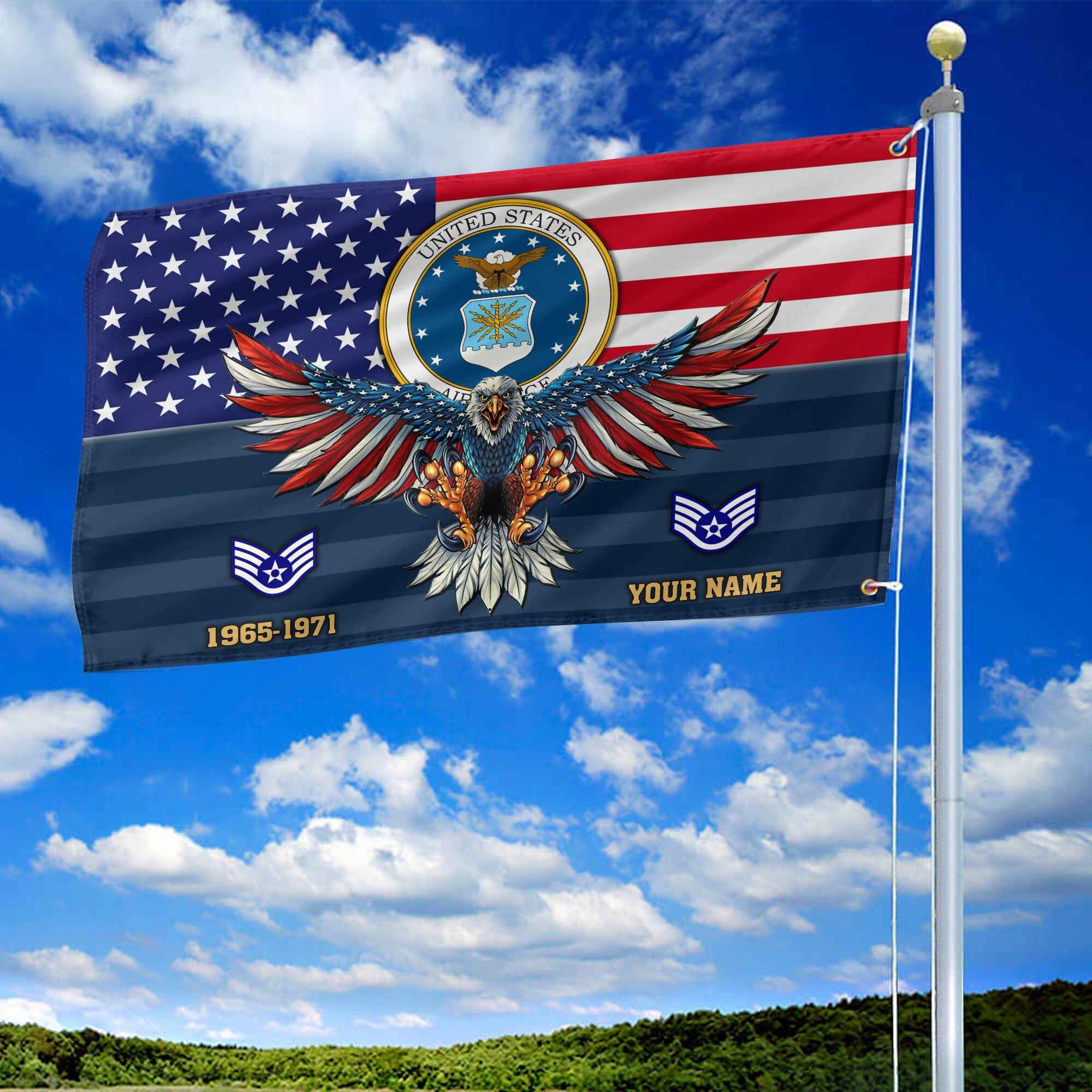 Premium Custom USAF Grommet Flag, Gifts For Air Force Veteran, Gifts For Dad, For Husband, Best Gifts On Father's Day, Armed Forces Day, Independence Day, Veterans Day.