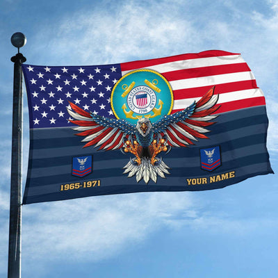 Premium Custom USCG Grommet Flag, Gifts For Coast Guard Veteran, Gifts For Dad, For Husband, Best Gifts On Father's Day, Armed Forces Day, Independence Day, Veterans Day.