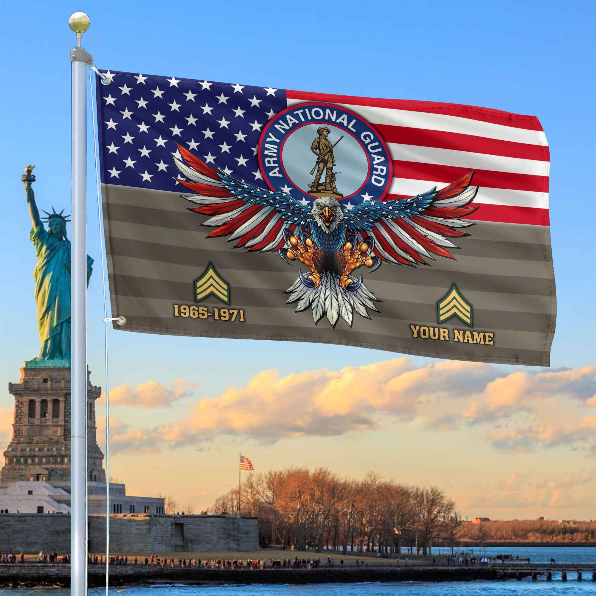 Premium Custom US Army National Guard Grommet Flag, Gifts For Army National Guard Veteran, Gifts For Dad, For Husband, Best Gifts On Father's Day, Armed Forces Day, Independence Day, Veterans Day.