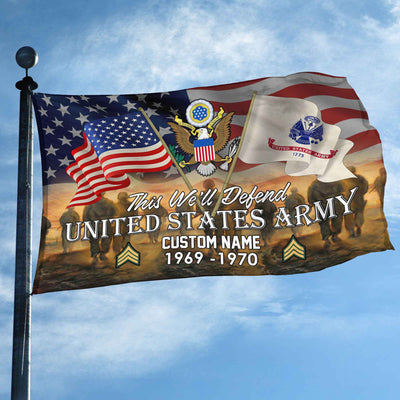 Unique Custom Name, Rank, Year, US Army Grommet Flag, Gifts For Army Veteran, Gifts For Dad, For Husband, Best Gifts On Father's Day, Independence Day, Veterans Day.