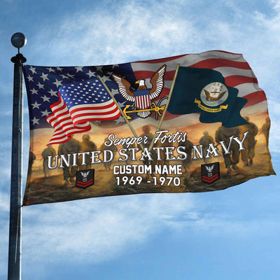 Unique Custom Name, Rank, Year, US Navy Grommet Flag, Gifts For Navy Veteran, Gifts For Dad, For Husband, Best Gifts On Father's Day, Independence Day, Veterans Day.