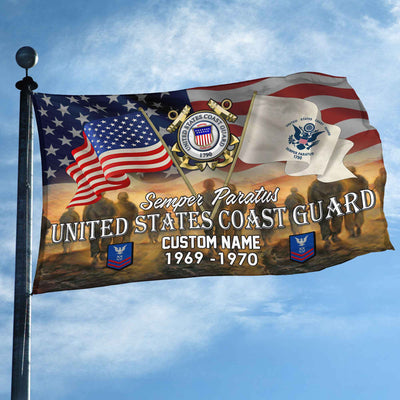 Unique Custom Name, Rank, Year, USCG Grommet Flag, Gifts For Coast Guard Veteran, Gifts For Dad, For Husband, Best Gifts On Father's Day, Independence Day, Veterans Day.