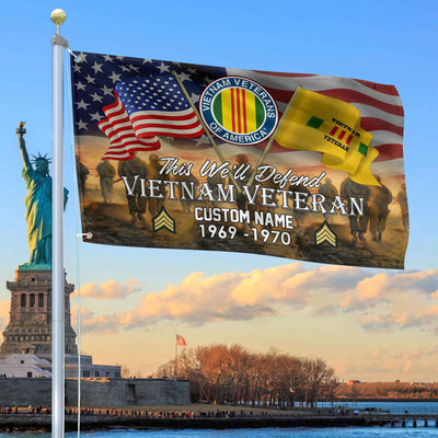 Unique Custom Name, Rank, Year, Vietnam Veteran Grommet Flag, Gifts For Vietnam Veteran, Gifts For Dad, For Husband, Best Gifts On Father's Day, Independence Day, Veterans Day.