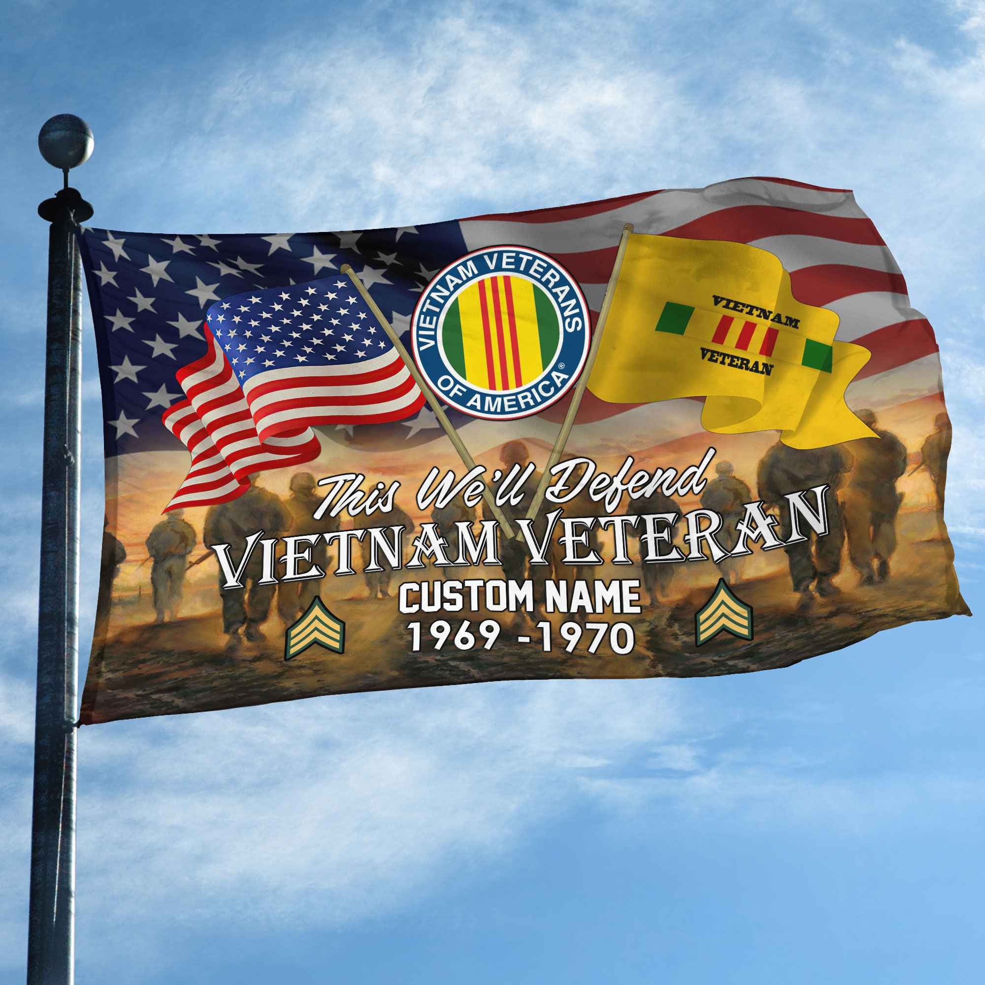Unique Custom Name, Rank, Year, Vietnam Veteran Grommet Flag, Gifts For Vietnam Veteran, Gifts For Dad, For Husband, Best Gifts On Father's Day, Independence Day, Veterans Day.
