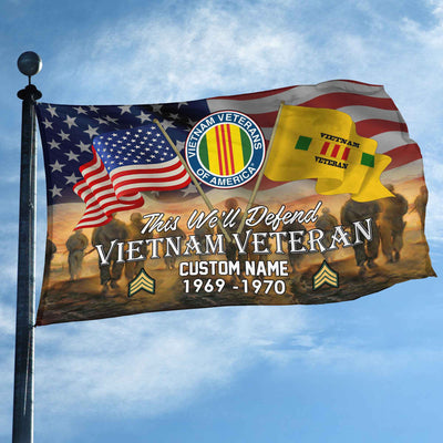 Unique Custom Name, Rank, Year, Vietnam Veteran Grommet Flag, Gifts For Vietnam Veteran, Gifts For Dad, For Husband, Best Gifts On Father's Day, Independence Day, Veterans Day.