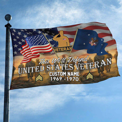 Unique Custom Name, Rank, Year, US Veteran Grommet Flag, Gifts For US Veteran, Gifts For Dad, For Husband, Best Gifts On Father's Day, Independence Day, Veterans Day.