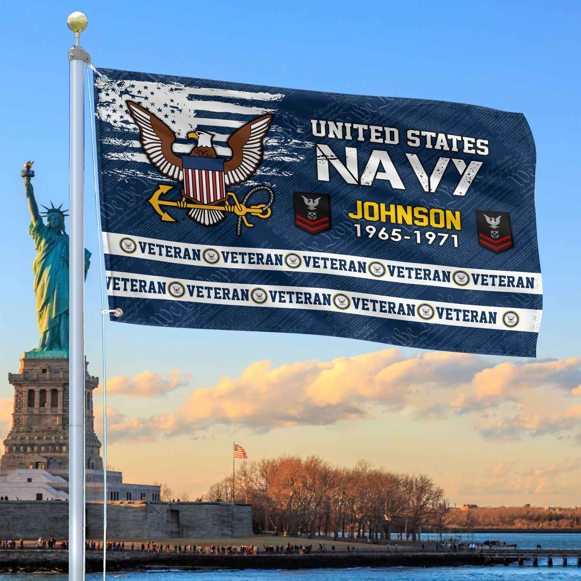 Premium Custom US Navy Grommet Flag, Gifts For Navy Veteran, Best Gifts On Father's Day, Armed Forces Day, Independence Day, Veterans Day.