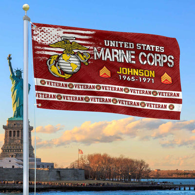 Premium Custom USMC Grommet Flag, Gifts For Marine Veteran, Best Gifts On Father's Day, Armed Forces Day, Independence Day, Veterans Day.