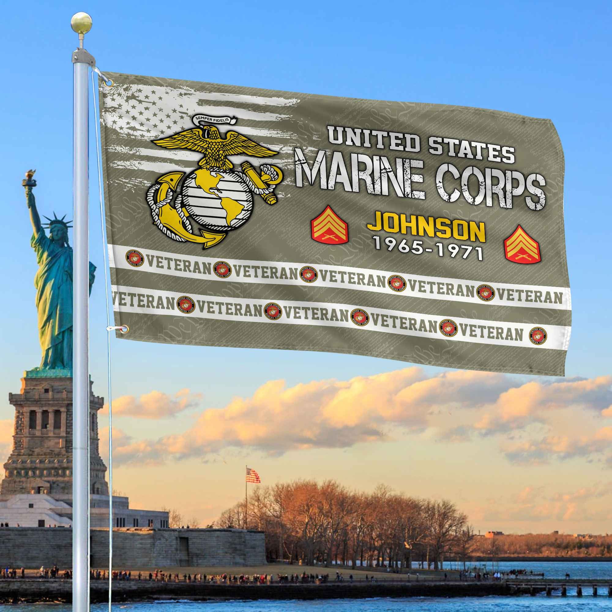 Premium Custom USMC Grommet Flag, Gifts For Marine Veteran, Best Gifts On Father's Day, Armed Forces Day, Independence Day, Veterans Day.