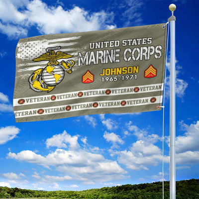 Premium Custom USMC Grommet Flag, Gifts For Marine Veteran, Best Gifts On Father's Day, Armed Forces Day, Independence Day, Veterans Day.