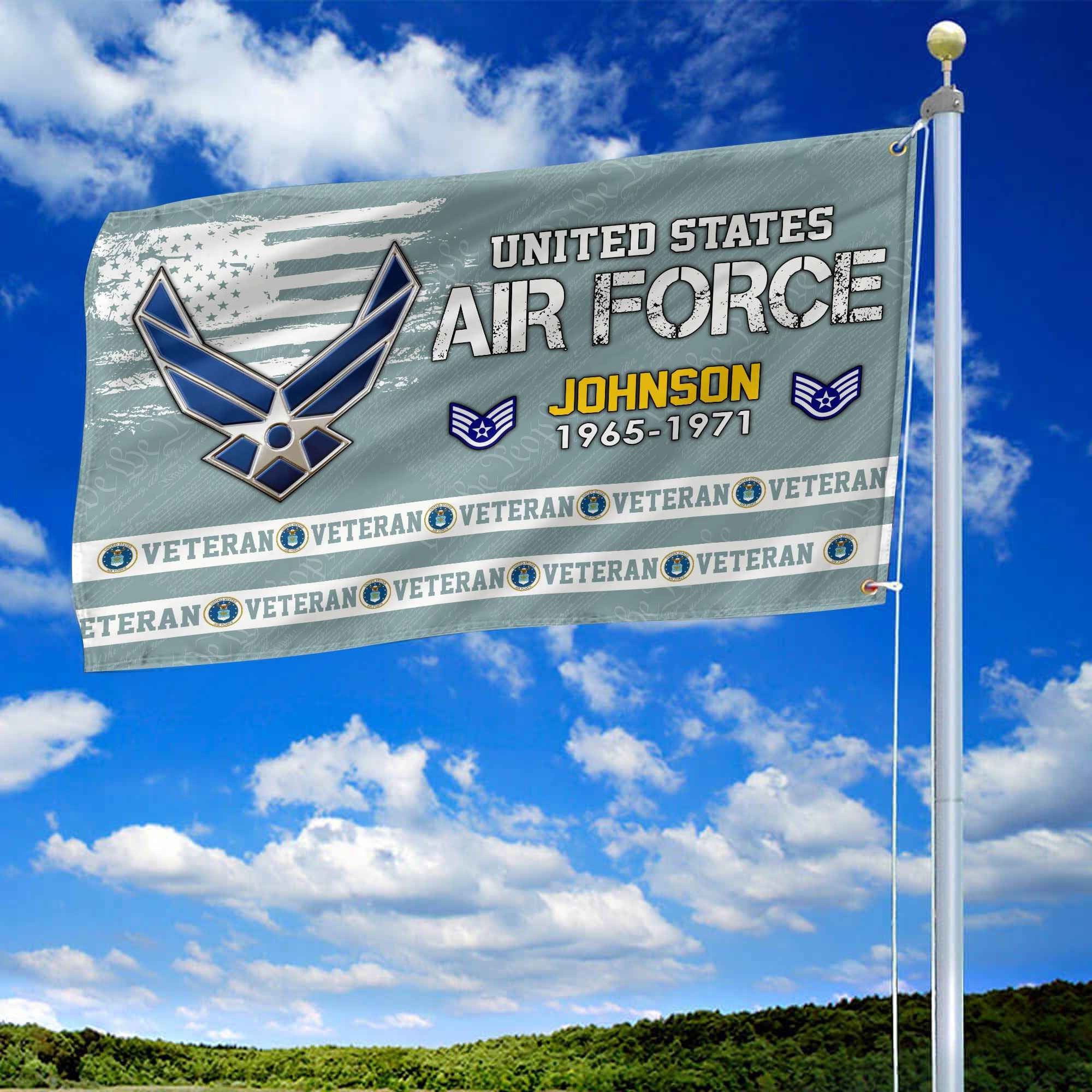 Premium Custom USAF Grommet Flag, Gifts For Air Force Veteran, Best Gifts On Father's Day, Armed Forces Day, Independence Day, Veterans Day.