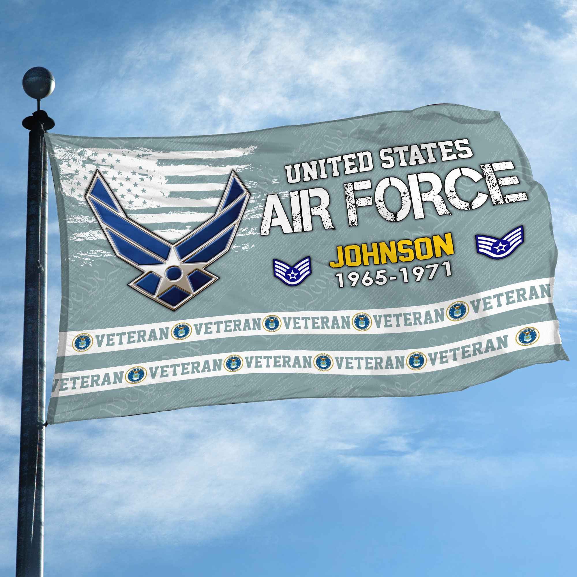 Premium Custom USAF Grommet Flag, Gifts For Air Force Veteran, Best Gifts On Father's Day, Armed Forces Day, Independence Day, Veterans Day.