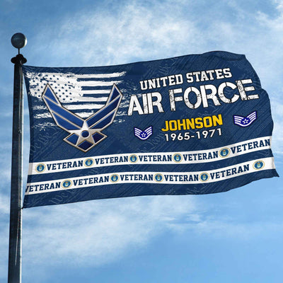 Premium Custom USAF Grommet Flag, Gifts For Air Force Veteran, Best Gifts On Father's Day, Armed Forces Day, Independence Day, Veterans Day.