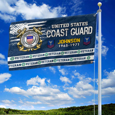 Premium Custom USCG Grommet Flag, Gifts For Coast Guard Veteran, Best Gifts On Father's Day, Armed Forces Day, Independence Day, Veterans Day.