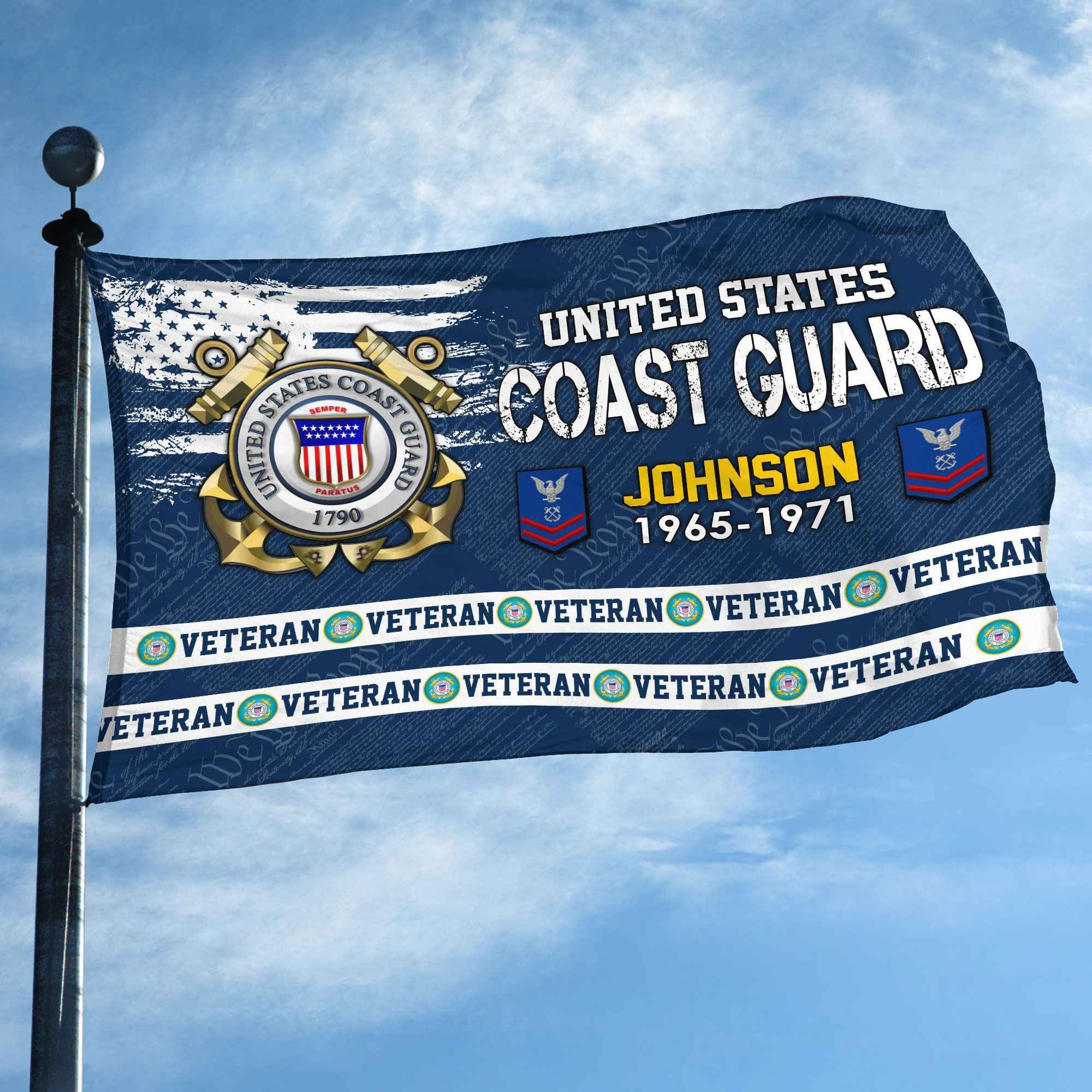 Premium Custom USCG Grommet Flag, Gifts For Coast Guard Veteran, Best Gifts On Father's Day, Armed Forces Day, Independence Day, Veterans Day.