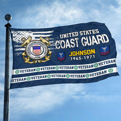 Premium Custom USCG Grommet Flag, Gifts For Coast Guard Veteran, Best Gifts On Father's Day, Armed Forces Day, Independence Day, Veterans Day.