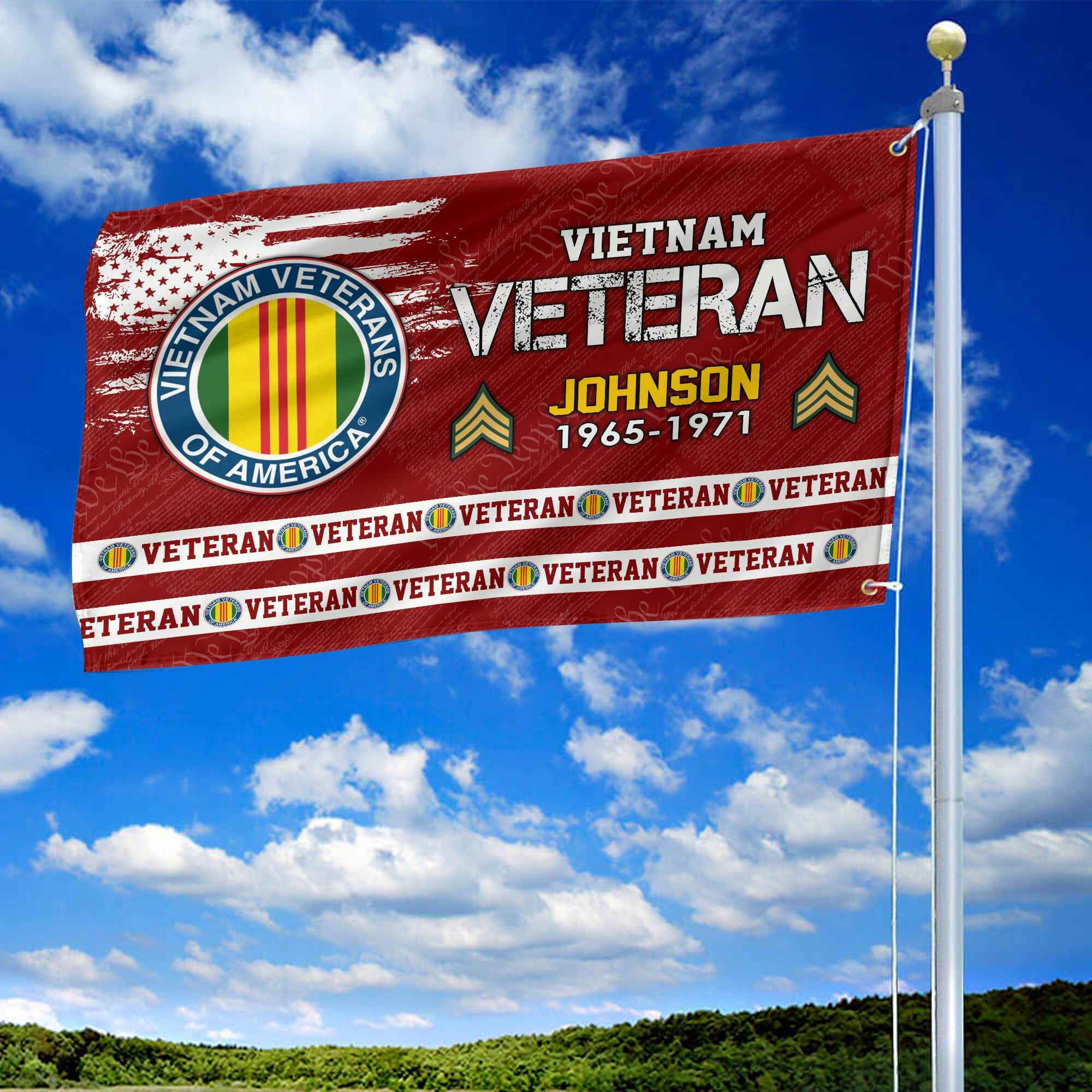 Premium Custom Vietnam Veteran Grommet Flag, Gifts For Vietnam Veteran, Best Gifts On Father's Day, Armed Forces Day, Independence Day, Veterans Day.