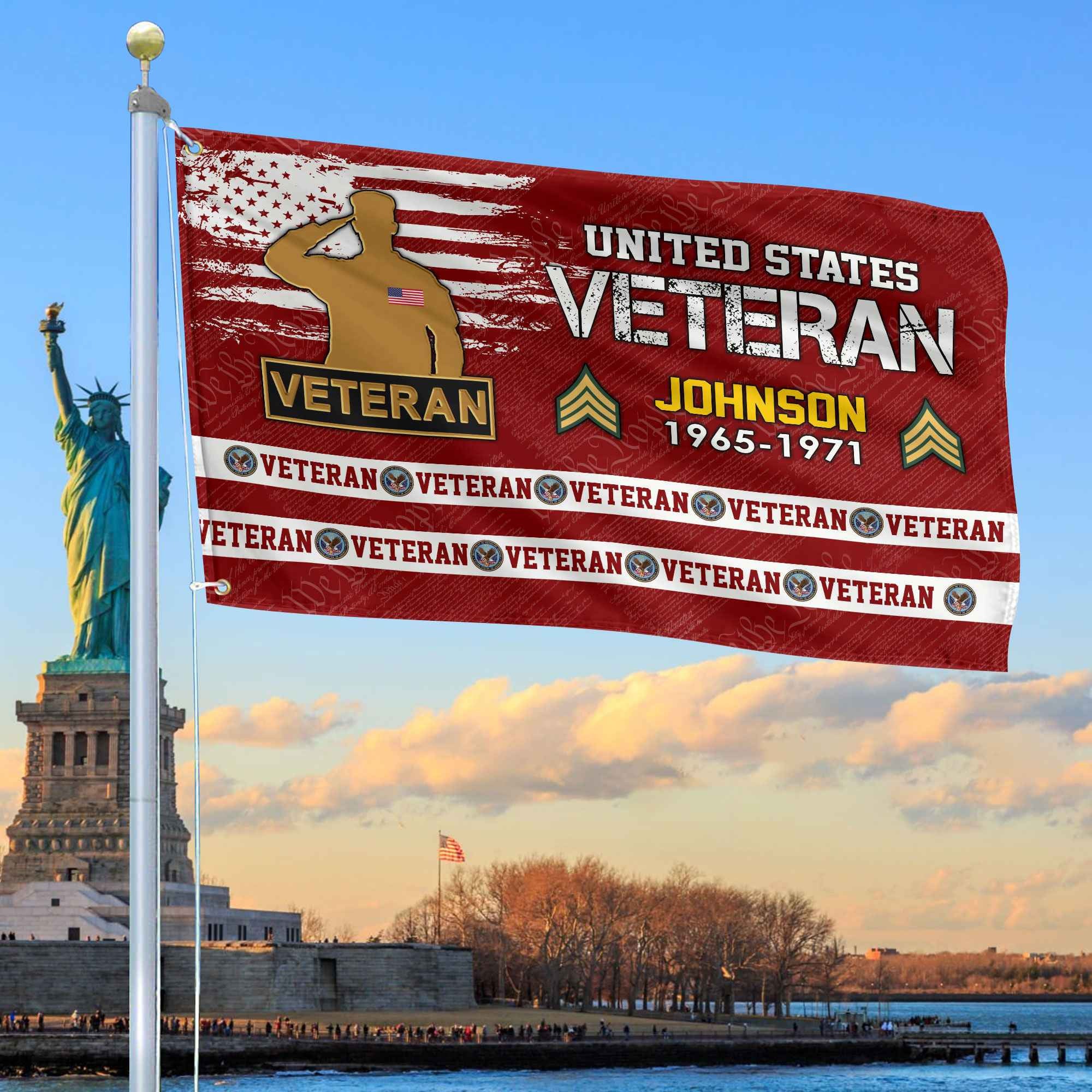 Premium Custom US Veteran Grommet Flag, Gifts For US Veteran, Best Gifts On Father's Day, Armed Forces Day, Independence Day, Veterans Day.