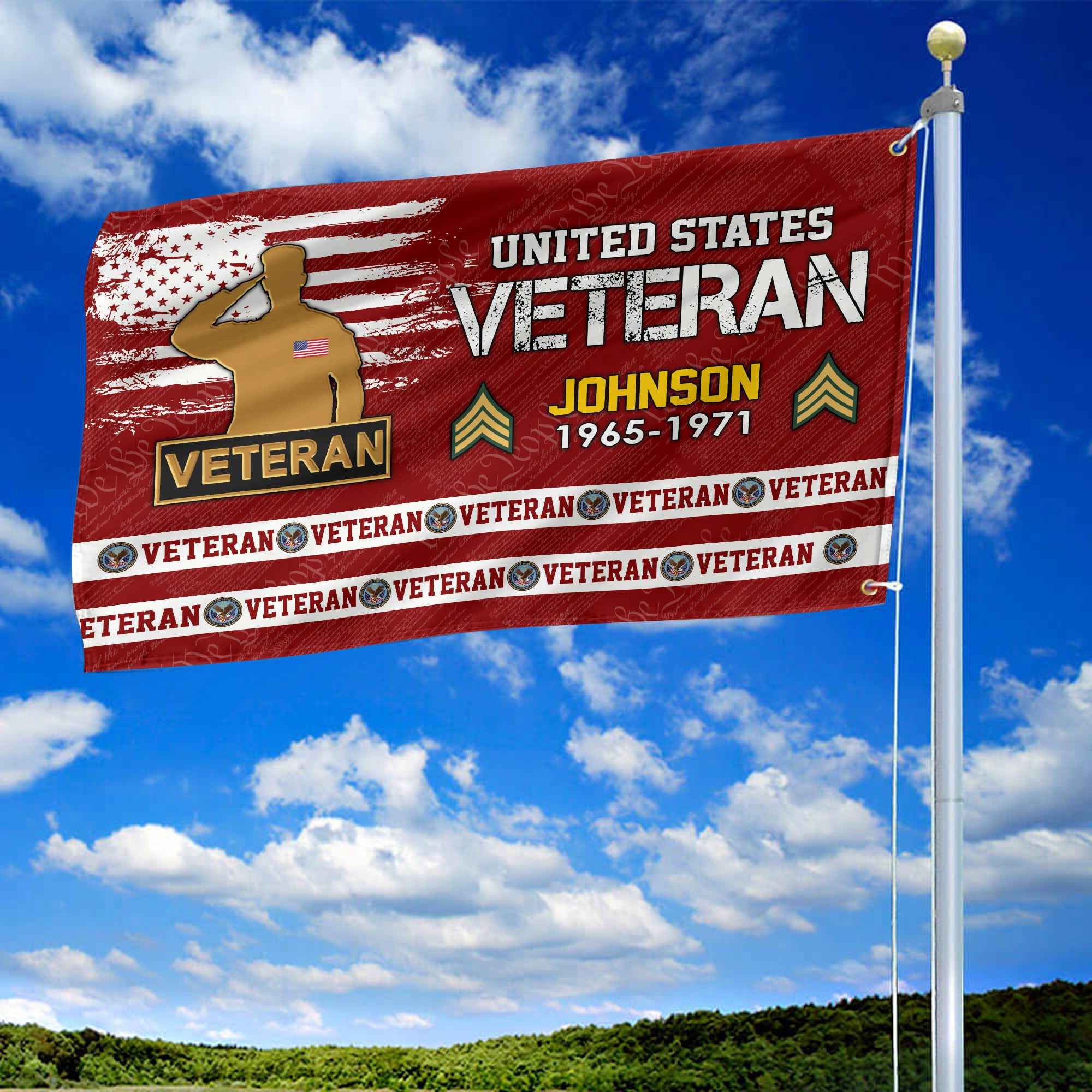 Premium Custom US Veteran Grommet Flag, Gifts For US Veteran, Best Gifts On Father's Day, Armed Forces Day, Independence Day, Veterans Day.