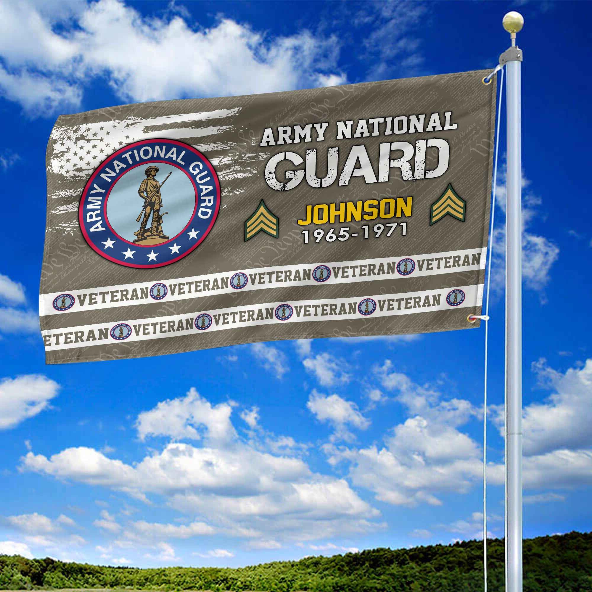 Premium Custom US Army National Guard Grommet Flag, Gifts For Army National Guard Veteran, Best Gifts On Father's Day, Armed Forces Day, Independence Day, Veterans Day.