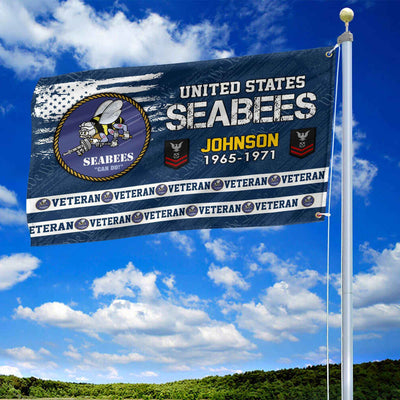 Premium Custom US Seabees Grommet Flag, Gifts For Seabees Veteran, Best Gifts On Father's Day, Armed Forces Day, Independence Day, Veterans Day.