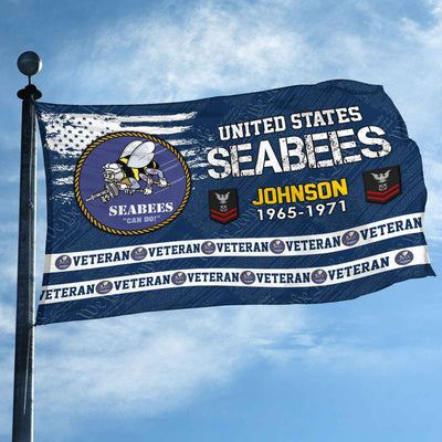 Premium Custom US Seabees Grommet Flag, Gifts For Seabees Veteran, Best Gifts On Father's Day, Armed Forces Day, Independence Day, Veterans Day.