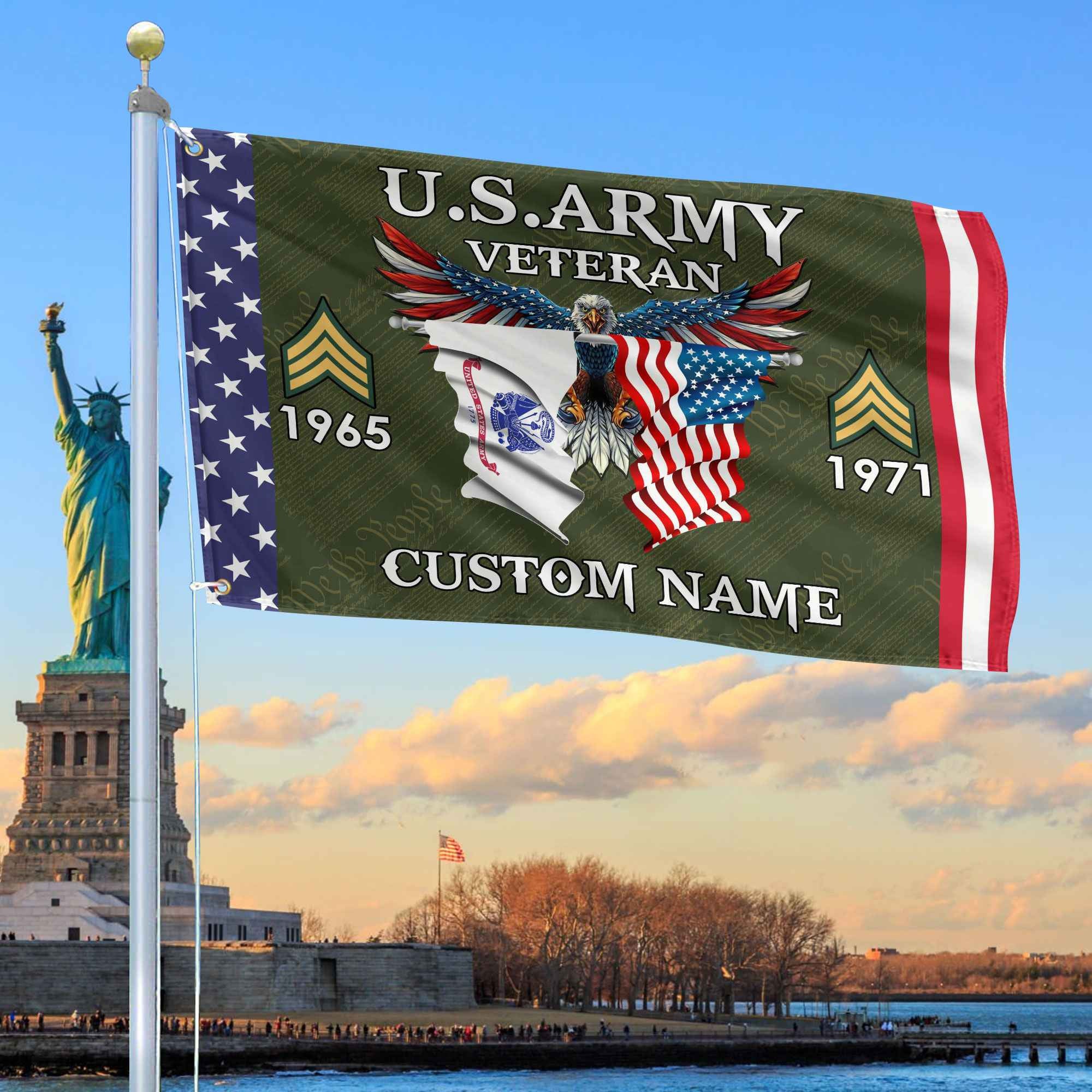 US Army Custom Grommet Flag, Gifts For Army Veteran, Best Gifts On Father's Day, Armed Forces Day, Independence Day, Veterans Day.