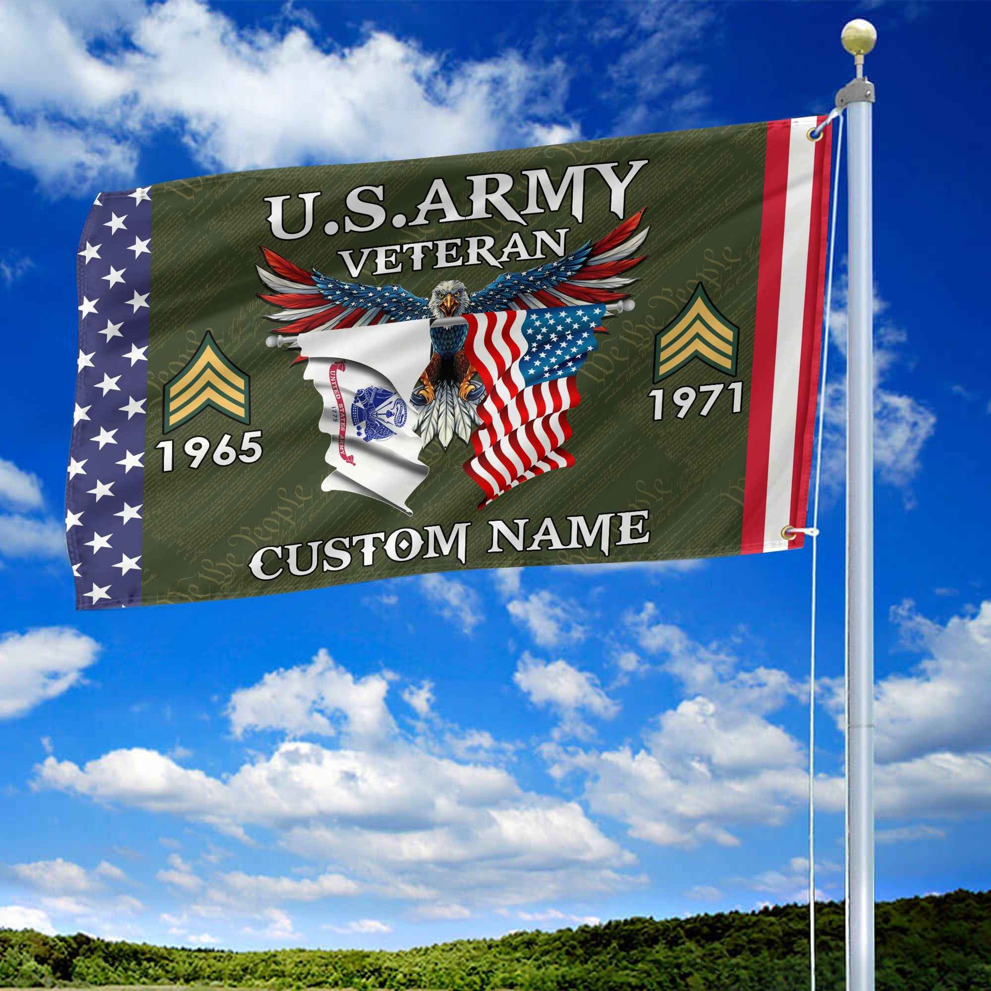 US Army Custom Grommet Flag, Gifts For Army Veteran, Best Gifts On Father's Day, Armed Forces Day, Independence Day, Veterans Day.