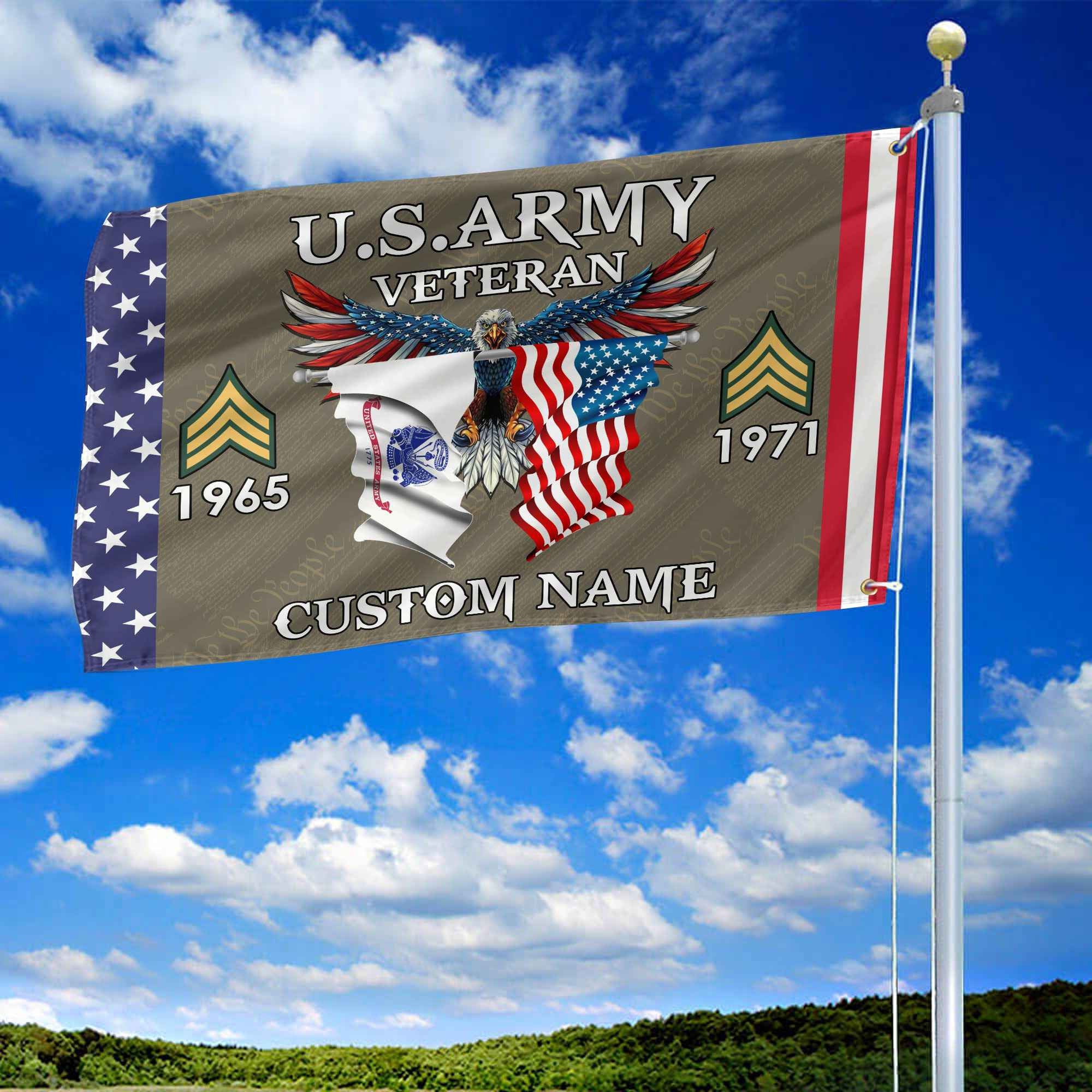 US Army Custom Grommet Flag, Gifts For Army Veteran, Best Gifts On Father's Day, Armed Forces Day, Independence Day, Veterans Day.