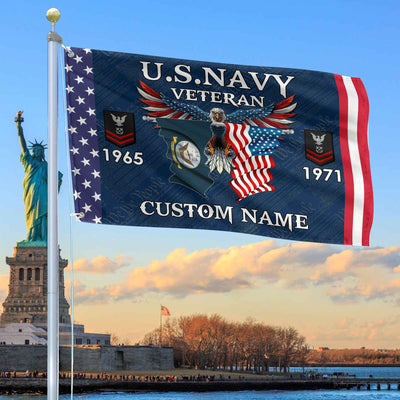 US Navy Custom Grommet Flag, Gifts For Navy Veteran, Best Gifts On Father's Day, Armed Forces Day, Independence Day, Veterans Day.