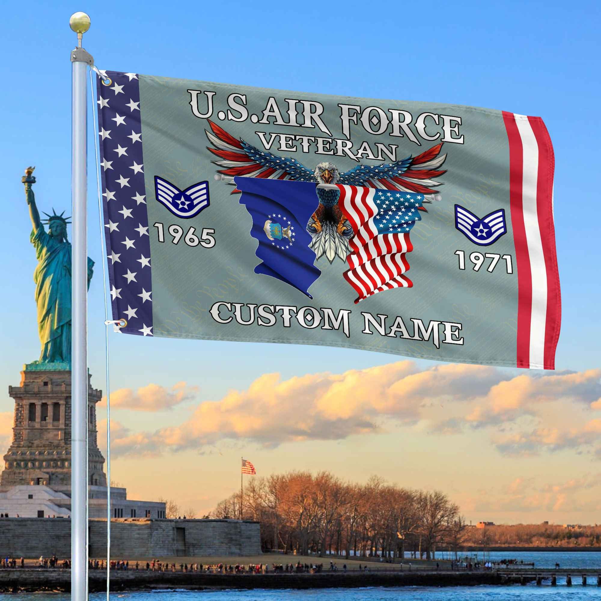 USAF Custom Grommet Flag, Gifts For Air Force Veteran, Best Gifts On Father's Day, Armed Forces Day, Independence Day, Veterans Day.