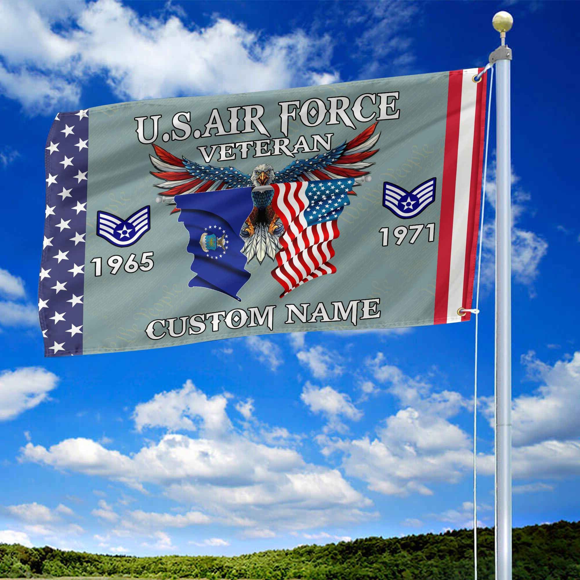 USAF Custom Grommet Flag, Gifts For Air Force Veteran, Best Gifts On Father's Day, Armed Forces Day, Independence Day, Veterans Day.