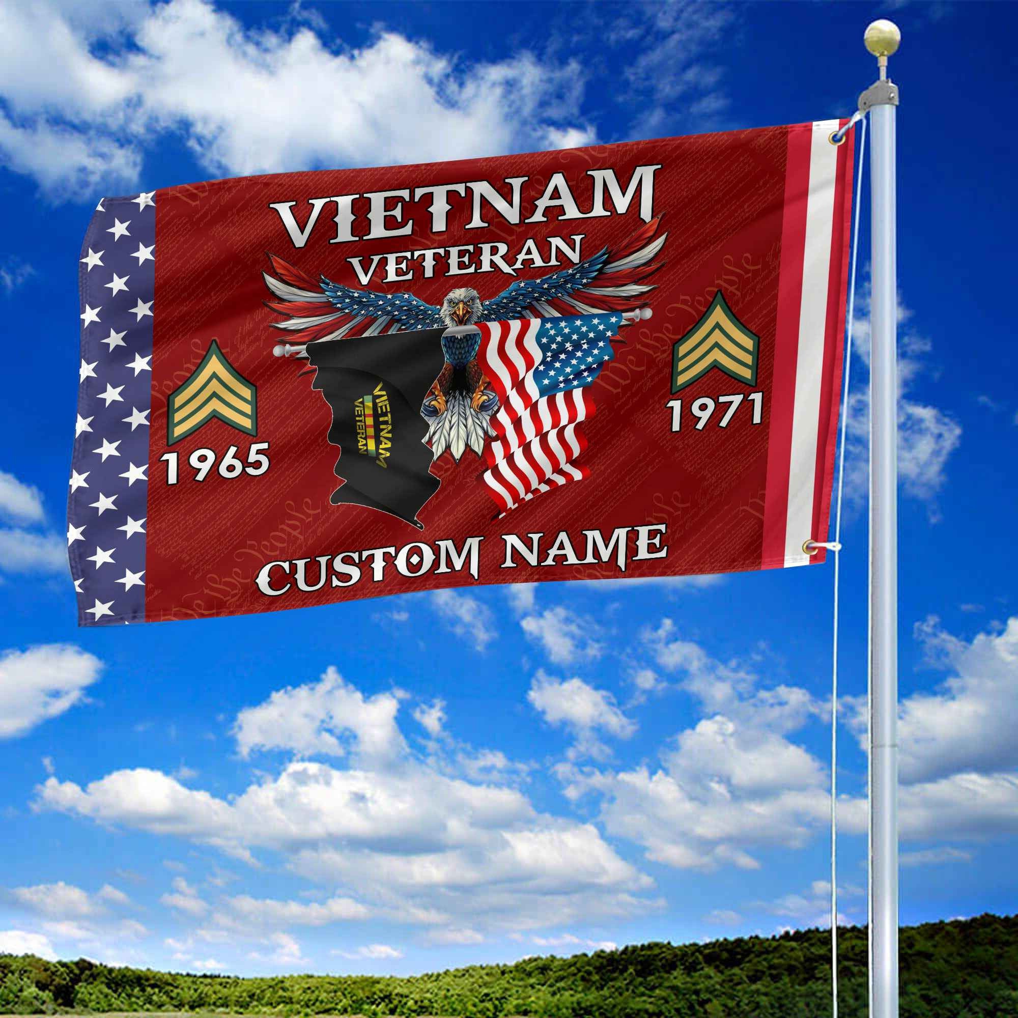 Vietnam Veteran Custom Grommet Flag, Gifts For Vietnam Veteran, Best Gifts On Father's Day, Armed Forces Day, Independence Day, Veterans Day.