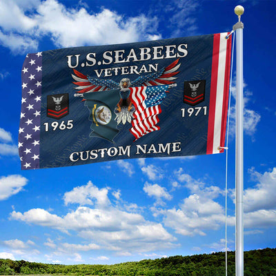 US Seabees Custom Grommet Flag, Gifts For Seabees Veteran, Best Gifts On Father's Day, Armed Forces Day, Independence Day, Veterans Day.