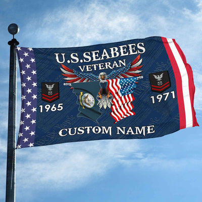 US Seabees Custom Grommet Flag, Gifts For Seabees Veteran, Best Gifts On Father's Day, Armed Forces Day, Independence Day, Veterans Day.