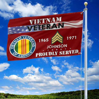 Premium Vietnam Veteran Grommet Flag, Custom Name, Rank, Year, Gifts For Vietnam Veteran, Best Gifts On Father's Day, Armed Forces Day, Independence Day, Veterans Day.