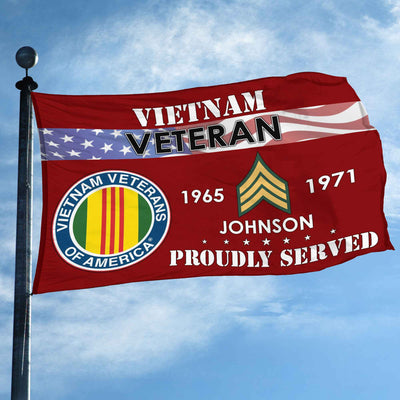 Premium Vietnam Veteran Grommet Flag, Custom Name, Rank, Year, Gifts For Vietnam Veteran, Best Gifts On Father's Day, Armed Forces Day, Independence Day, Veterans Day.