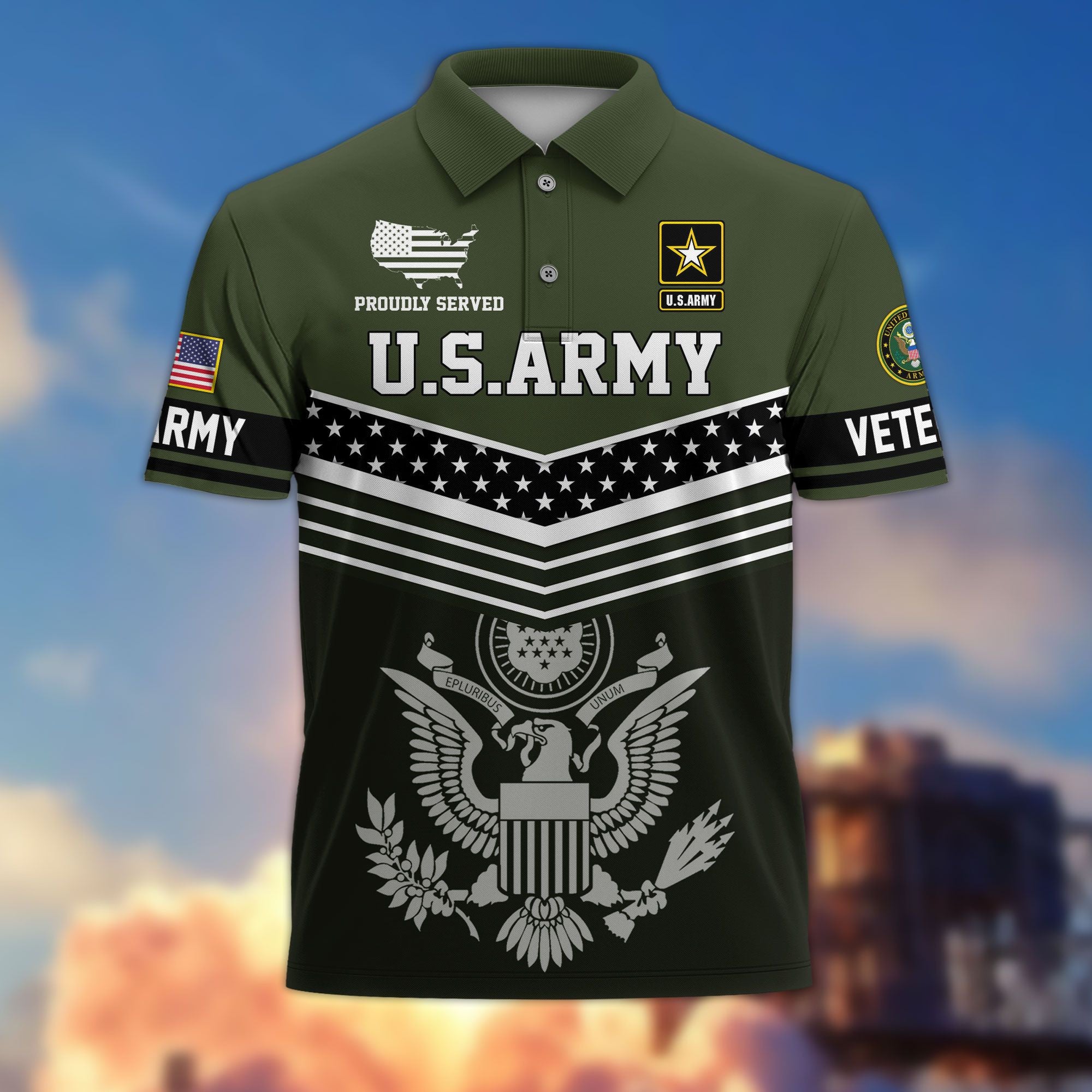 Premium US Veterans Polo Shirt, Gifts For US Veterans, Gifts For Dad, For Husband, Best Gifts On Father's Day, Armed Forces Day, Independence Day, Veterans Day.