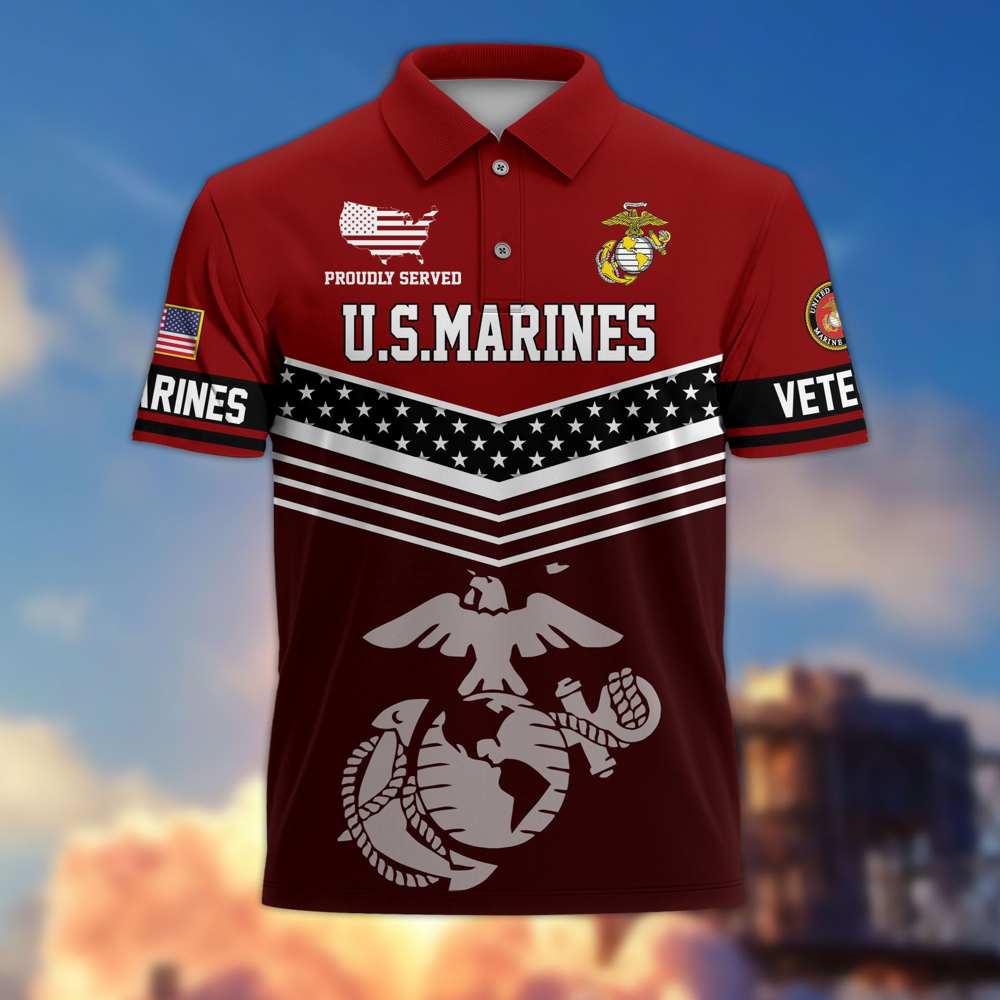 Premium US Veterans Polo Shirt, Gifts For US Veterans, Gifts For Dad, For Husband, Best Gifts On Father's Day, Armed Forces Day, Independence Day, Veterans Day.