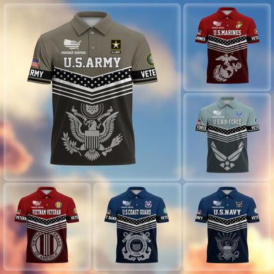 Premium US Veterans Polo Shirt, Gifts For US Veterans, Gifts For Dad, For Husband, Best Gifts On Father's Day, Armed Forces Day, Independence Day, Veterans Day.
