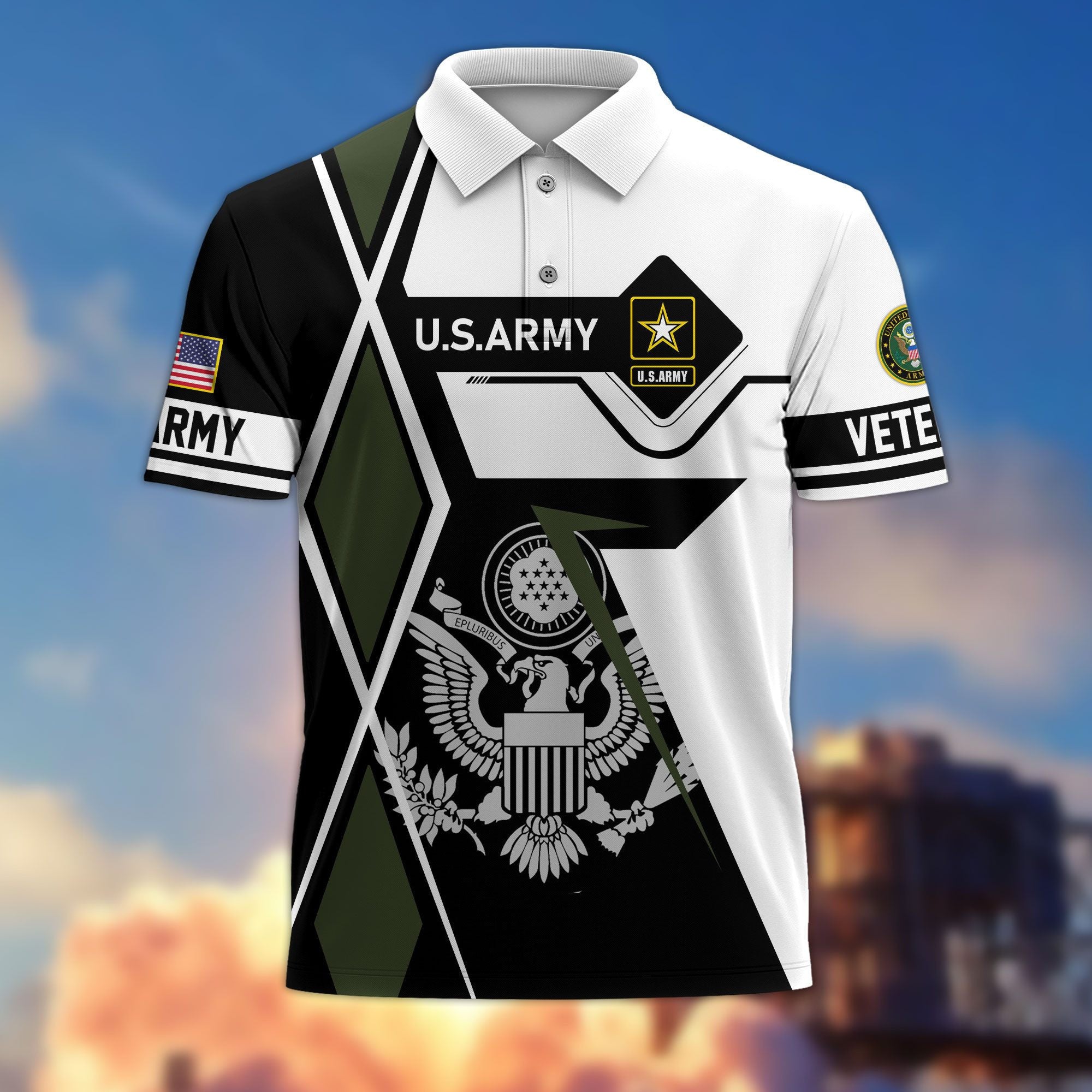 Premium US Veterans Polo Shirt, Gifts For US Veterans, Gifts For Dad, For Husband, Best Gifts On Father's Day, Armed Forces Day, Independence Day, Veterans Day.