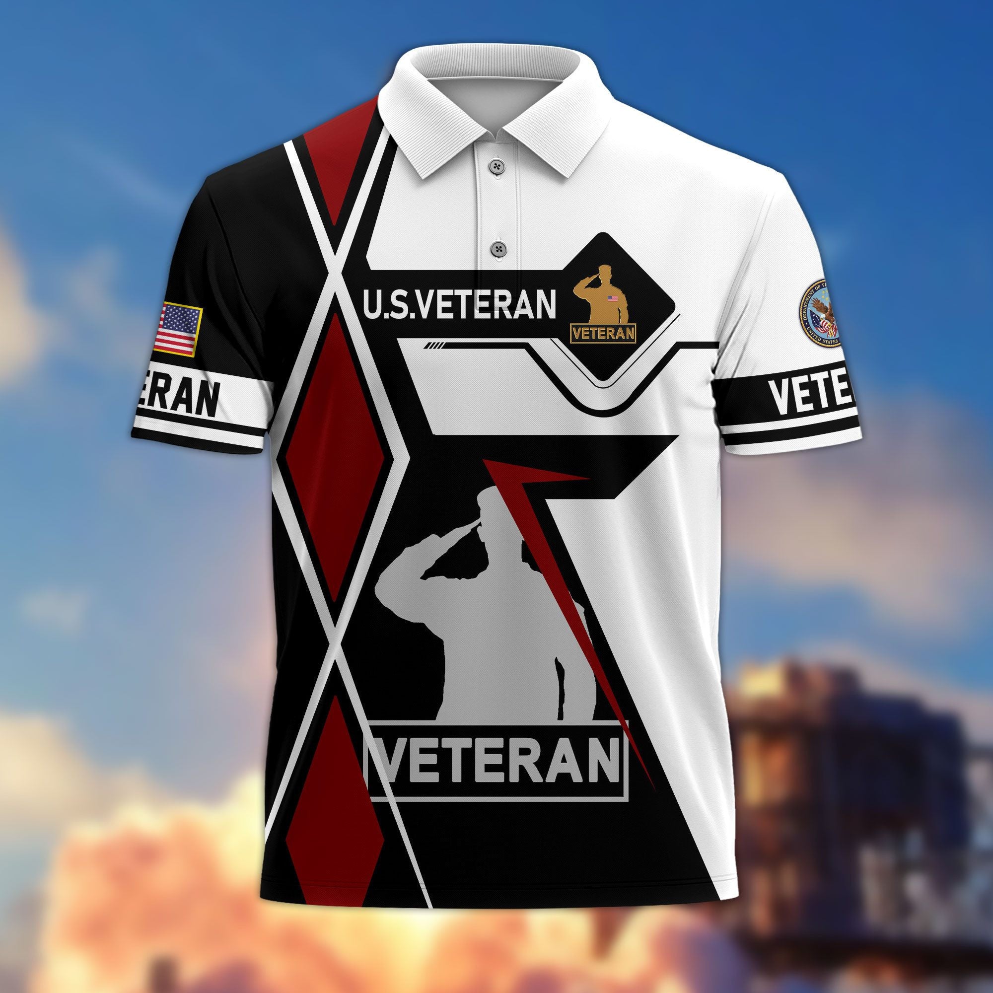 Premium US Veterans Polo Shirt, Gifts For US Veterans, Gifts For Dad, For Husband, Best Gifts On Father's Day, Armed Forces Day, Independence Day, Veterans Day.