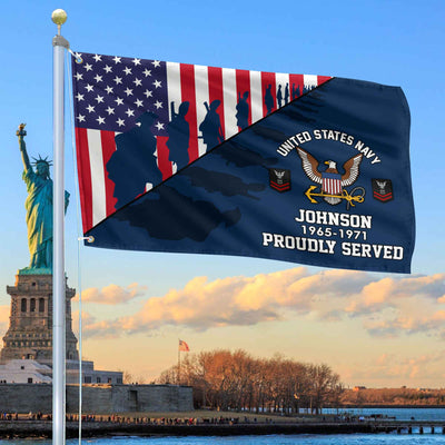 Premium Custom US Navy Grommet Flag, Gifts For Navy Veteran, Gifts For Dad, For Husband, Best Gifts On Father's Day, Armed Forces Day, Independence Day, Veterans Day.