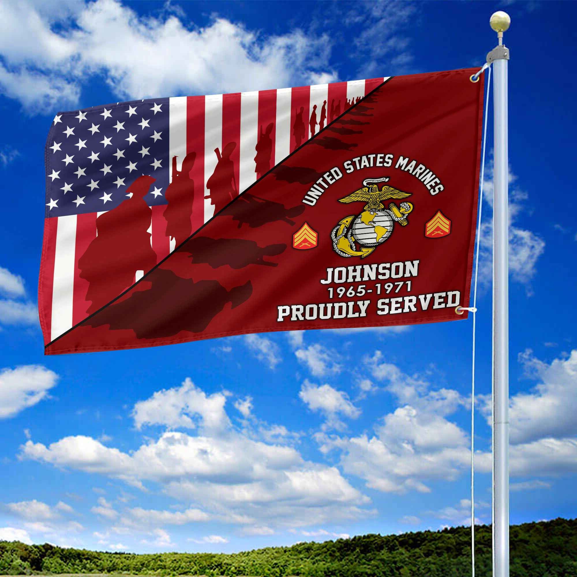 Premium Custom USMC Grommet Flag, Gifts For Marine Veteran, Gifts For Dad, For Husband, Best Gifts On Father's Day, Armed Forces Day, Independence Day, Veterans Day.