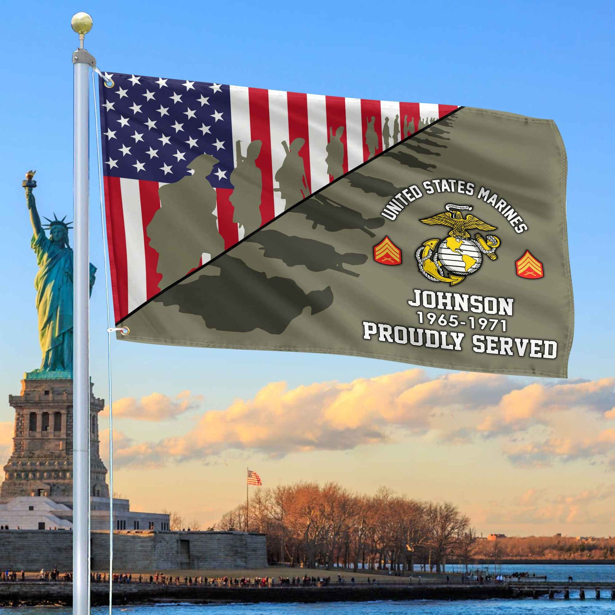 Premium Custom USMC Grommet Flag, Gifts For Marine Veteran, Gifts For Dad, For Husband, Best Gifts On Father's Day, Armed Forces Day, Independence Day, Veterans Day.