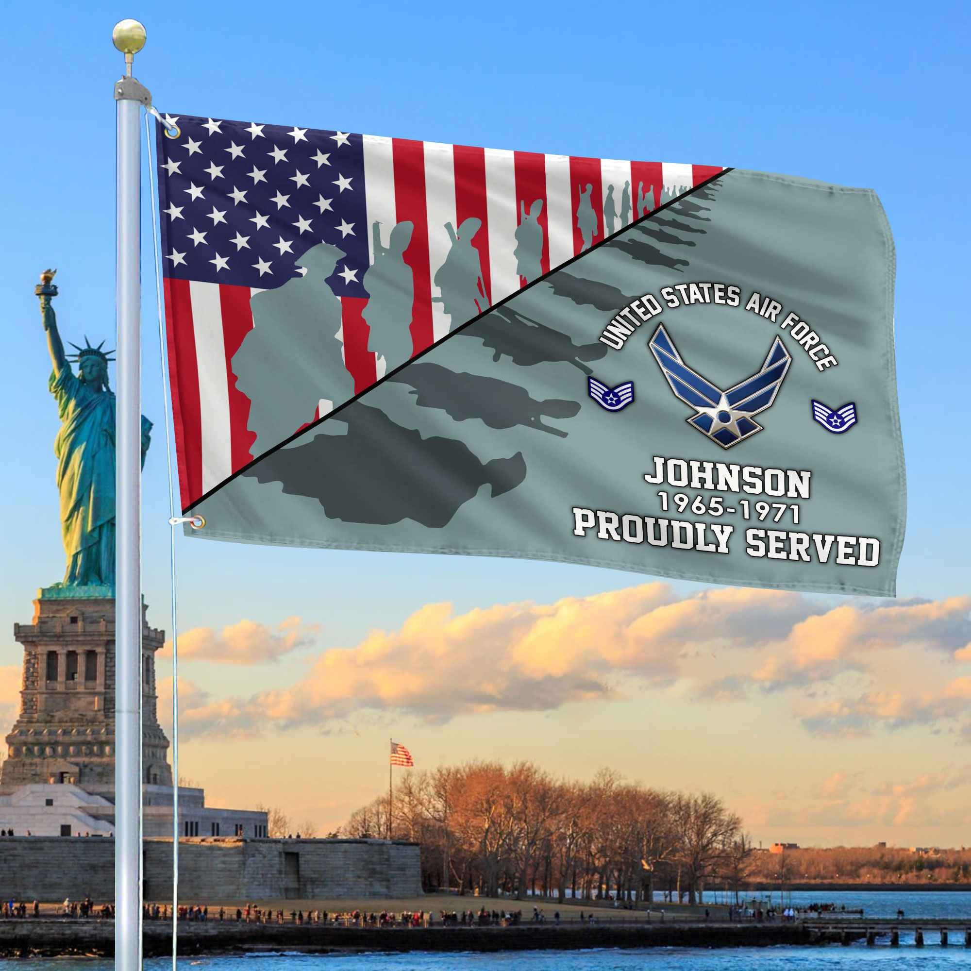 Premium Custom USAF Grommet Flag, Gifts For Air Force Veteran, Gifts For Dad, For Husband, Best Gifts On Father's Day, Armed Forces Day, Independence Day, Veterans Day.