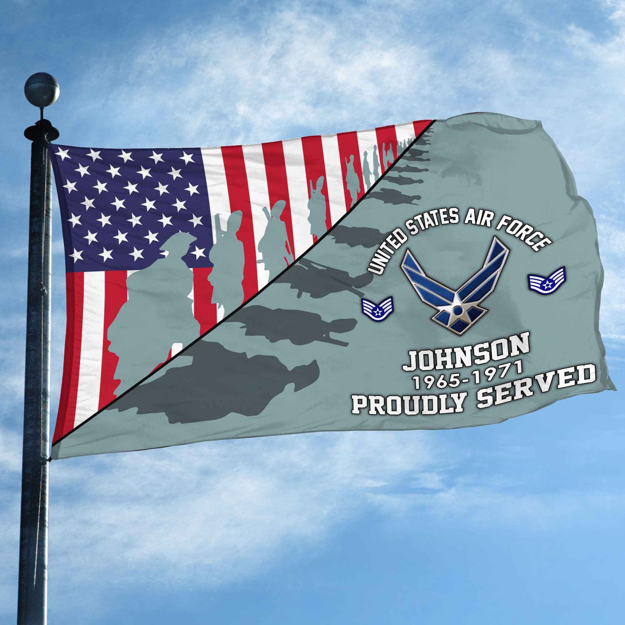 Premium Custom USAF Grommet Flag, Gifts For Air Force Veteran, Gifts For Dad, For Husband, Best Gifts On Father's Day, Armed Forces Day, Independence Day, Veterans Day.