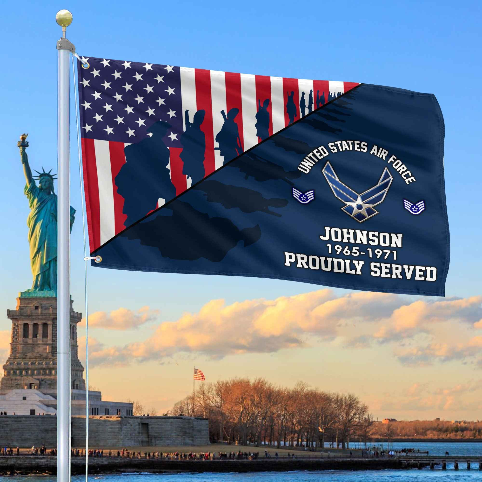 Premium Custom USAF Grommet Flag, Gifts For Air Force Veteran, Gifts For Dad, For Husband, Best Gifts On Father's Day, Armed Forces Day, Independence Day, Veterans Day.