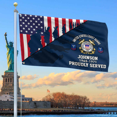Premium Custom USCG Grommet Flag, Gifts For Coast Guard Veteran, Gifts For Dad, For Husband, Best Gifts On Father's Day, Armed Forces Day, Independence Day, Veterans Day.